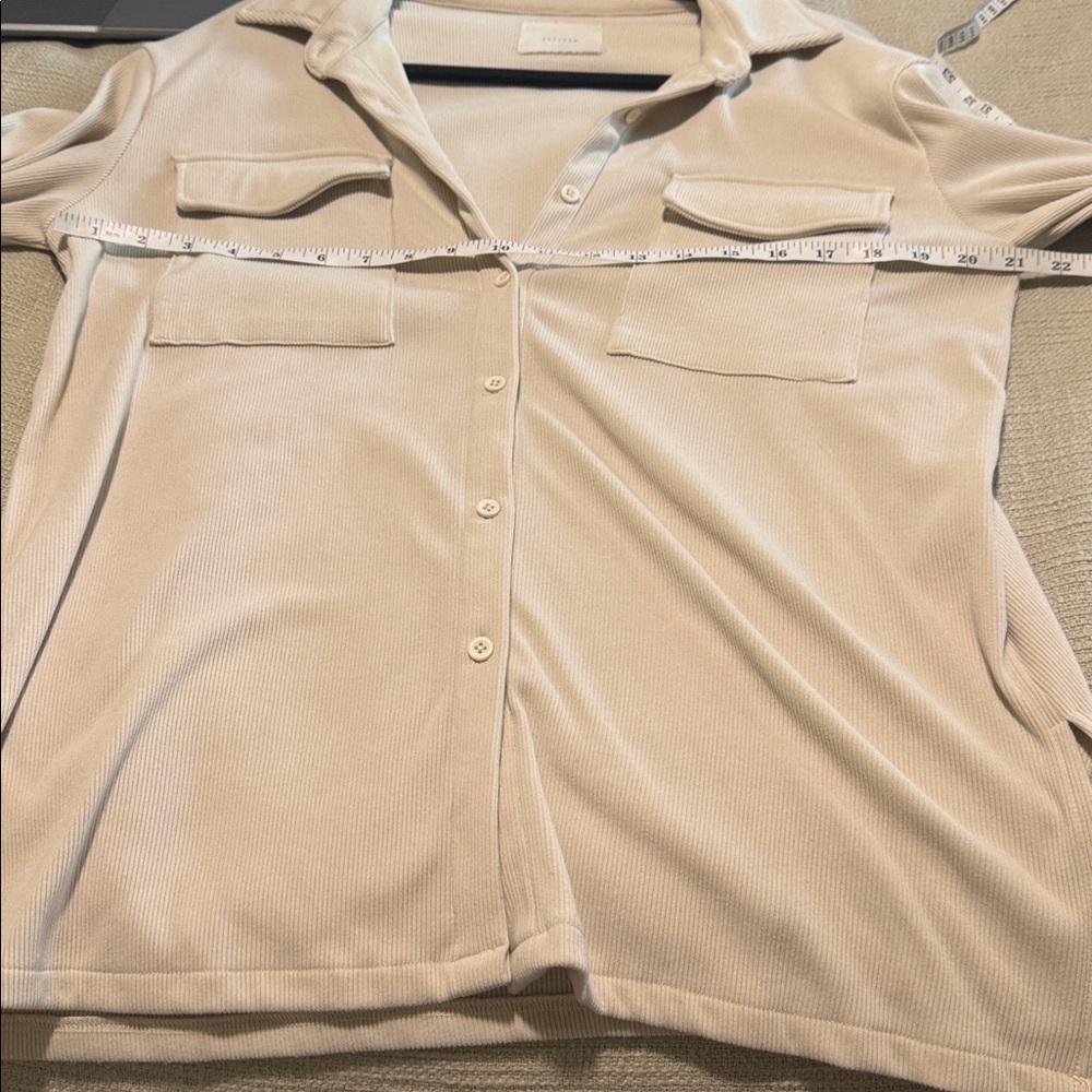 All:Row Cream Ribbed Shacket Medium - Picture 6 of 8